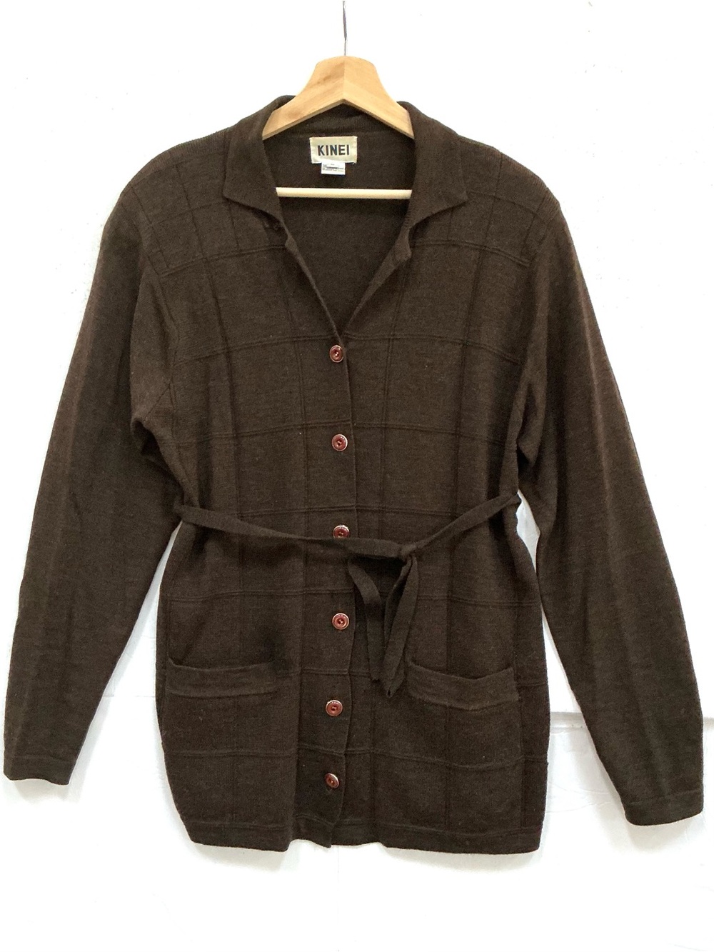 Kinei Brown Button Front Wool Sweater Cardigan size M